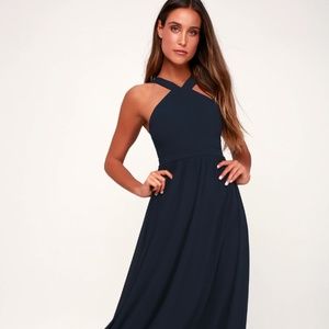 Air of Romance Navy Blue Maxi Dress